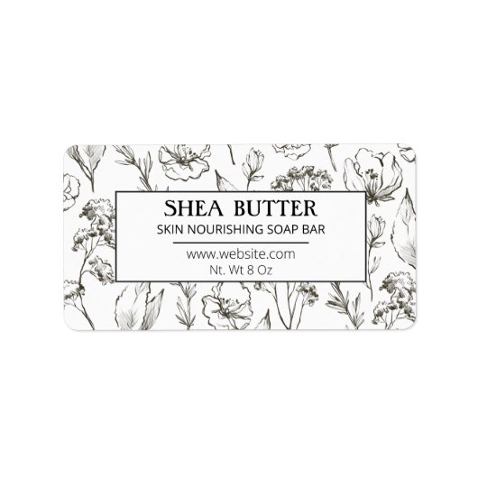White Floral Homemade Shea Butter Soap Labels (Voorkant)