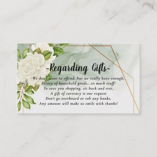 White Floral Honeymoon Wishing zal Kaarten financi (Voorkant)