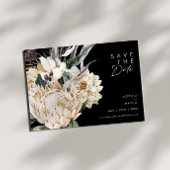 White Floral | Horizontaal zwart sparen de Datum Save The Date