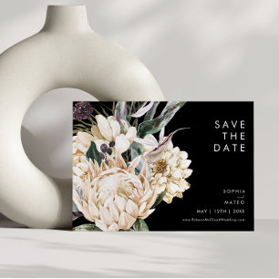 White Floral   Horizontaal zwart sparen de Datum Save The Date
