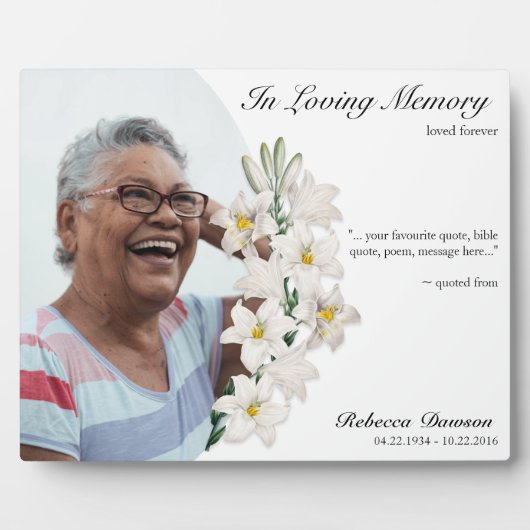 White Floral in Loving Memory  Foto Fotoplaat (Voorkant)