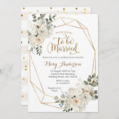 White Floral is het seizoen om te trouwen Kaart (Voorkant / Achterkant)