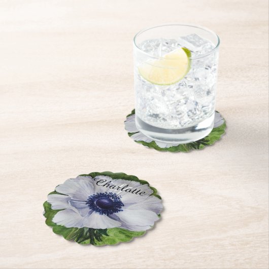 White Floral Kartonnen Onderzetters (Insitu)