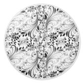 White Floral Keramische Knop (Voorkant)
