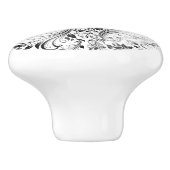 White Floral Keramische Knop (Zijkant)