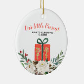 White Floral Kerstman Zwangerschap Aankondiging Ce Keramisch Ornament (Rechts)