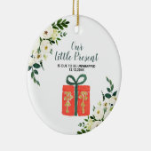 White Floral Kerstmis aankondiging Keramisch Ornament (Rechts)