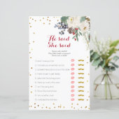 White Floral Kerstmis zei dat ze Kaart zei (Staand voorkant)