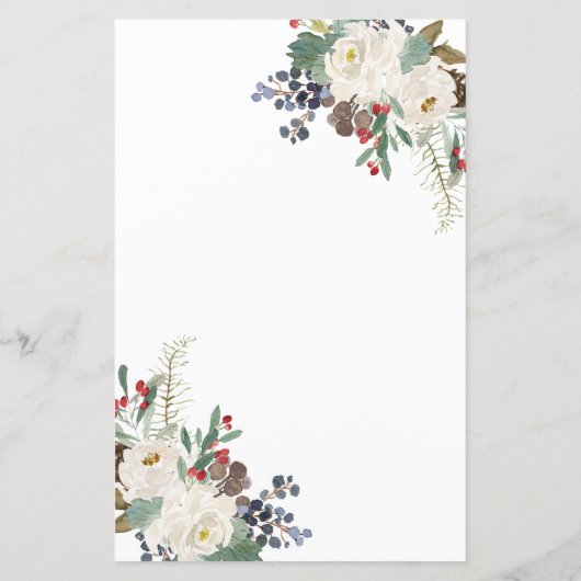 White Floral Kerstmis zei dat ze Kaart zei (Achterkant)