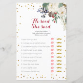 White Floral Kerstmis zei dat ze Kaart zei (Voorkant)