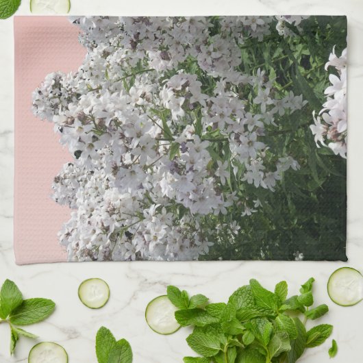 White Floral Kitchen Towel Theedoek (Gevouwen)