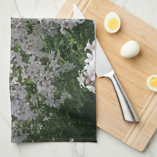 White Floral Kitchen Towel Theedoek (Quarter Fold)