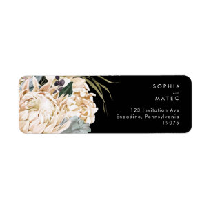 White Floral   Label zwart retouradres