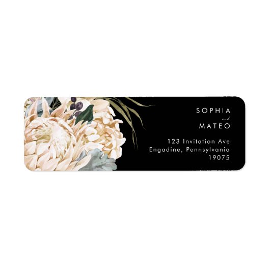 White Floral | Label zwart retouradres (Voorkant)