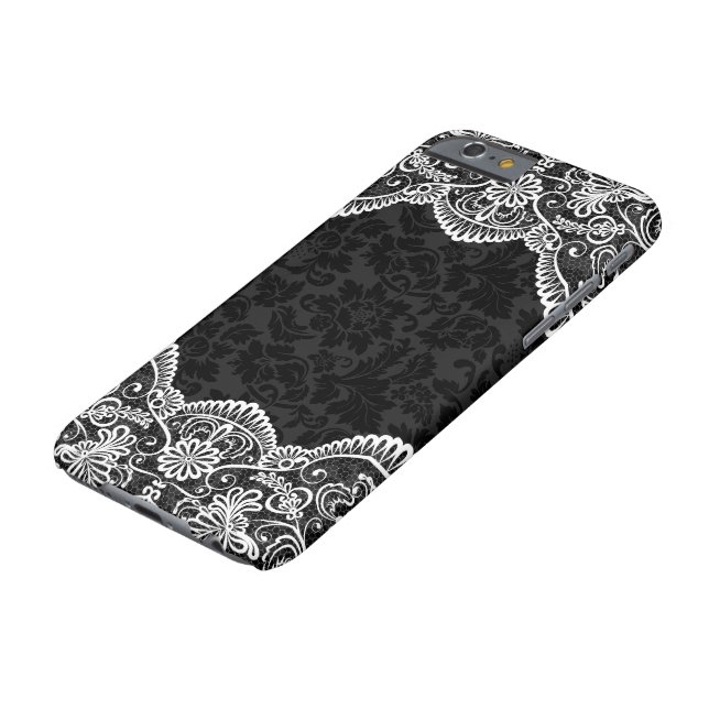 White  Floral Lace Black Damascus 2 Case-Mate iPhone Case (Bovenkant)