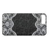 White  Floral Lace Black Damascus 2 Case-Mate iPhone Case (Achterkant (Horizontaal))