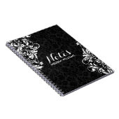 White Floral Lace & Black Damaskers Notitieboek (Rechterzijde)