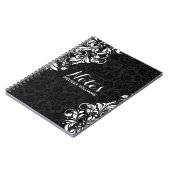 White Floral Lace & Black Damaskers Notitieboek (Linkerzijde)