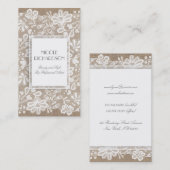 White Floral Lace en Burlap Elegant Visitekaartje (Voorkant / Achterkant)