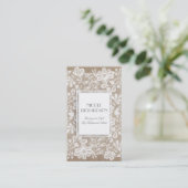 White Floral Lace en Burlap Elegant Visitekaartje (Staand voorkant)