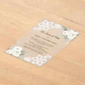 White Floral Lace Invitación Bodas de Plata Acryl Uitnodigingen (Laagn)