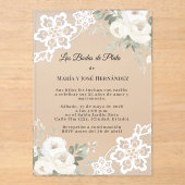 White Floral Lace Invitación Bodas de Plata Acryl Uitnodigingen (Voorkant)