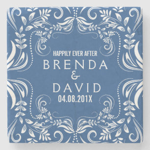 White Floral Lace Lijst Aangepaste achtergrond Stenen Onderzetter