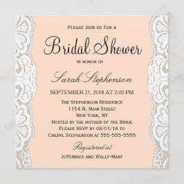 White Floral Lace on Peachy Beige Kaart