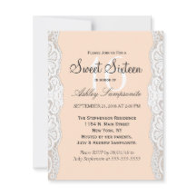 White Floral Lace on Peachy Beige