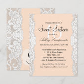 White Floral Lace on Peachy Beige Kaart (Voorkant / Achterkant)