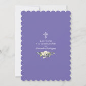 White Floral Lavender Spain 1st Birthday Baptisme Kaart (Achterkant)
