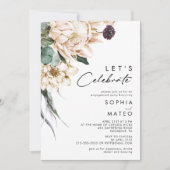 White Floral Let's Celebrate Kaart (Voorkant)