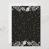 White floral lijst gold confetti black bruilinv kaart (Achterkant)