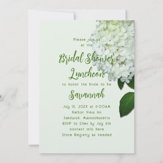 White Floral Limelight Hydrangea Flowers Party Kaart (Voorkant)