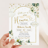 White Floral Little Piece of Heaven Baby shower Kaart
