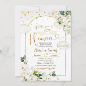 White Floral Little Piece of Heaven Baby shower Kaart (Voorkant)