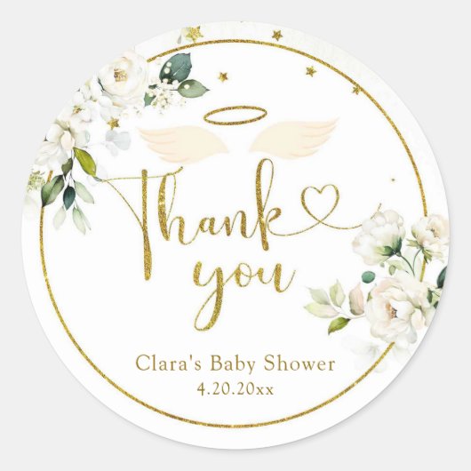 White Floral Little Piece of Heaven Ronde Sticker (Voorkant)