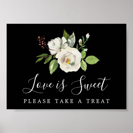White Floral Love is Sweet Wedding Dessert Bar Poster (Voorkant)