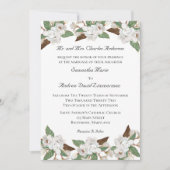 White Floral Magnolias Formal Elegant Wedding Kaart (Voorkant)
