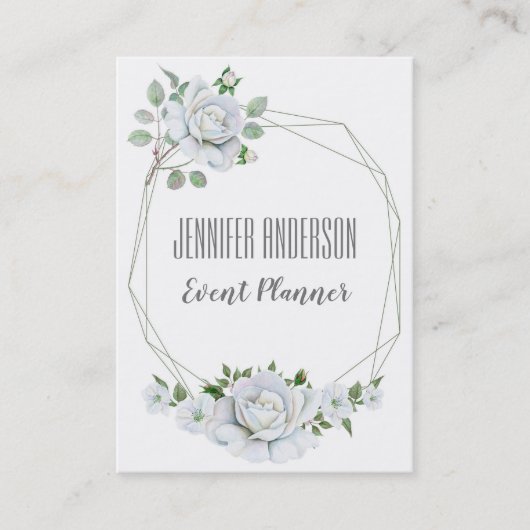 White Floral Marble Geometric Appointment Afsprakenkaartje (Voorkant)