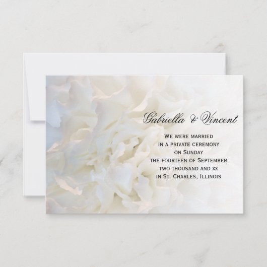 White Floral Marriage/Elopement Announounding Aankondiging (Voorkant)