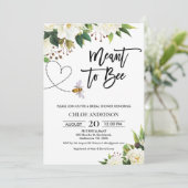 White Floral Meant to Bee Bridal Shower Invitation Kaart (Staand voorkant)