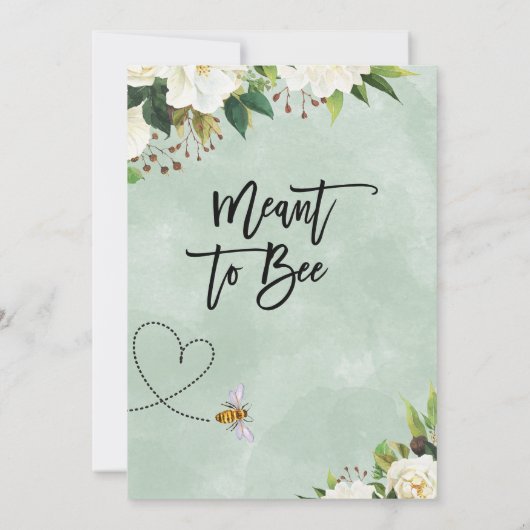 White Floral Meant to Bee Bridal Shower Invitation Kaart (Achterkant)
