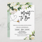 White Floral Meant to Bee Bridal Shower Invitation Kaart (Voorkant / Achterkant)