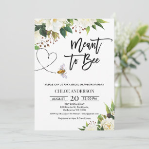 White Floral Meant to Bee Bridal Shower Invitation Kaart