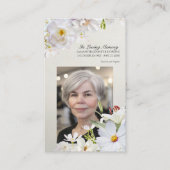 White Floral Memorial Card Visitekaartje (Voorkant)