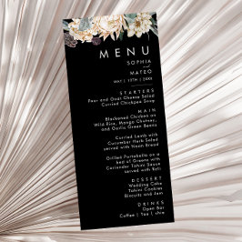 White Floral | Menu Zwart weddenschap