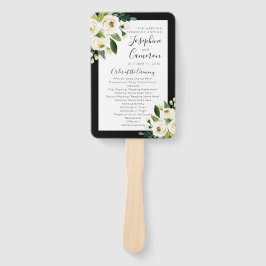 White Floral met Black Wedding Ceremony Program Handwaaier