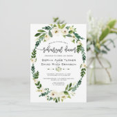 White Floral met handschrift repetitief diner Kaart (Staand voorkant)