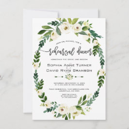 White Floral met handschrift repetitief diner Kaart